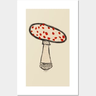 Ladybug Mushroom Ink Art Posters and Art